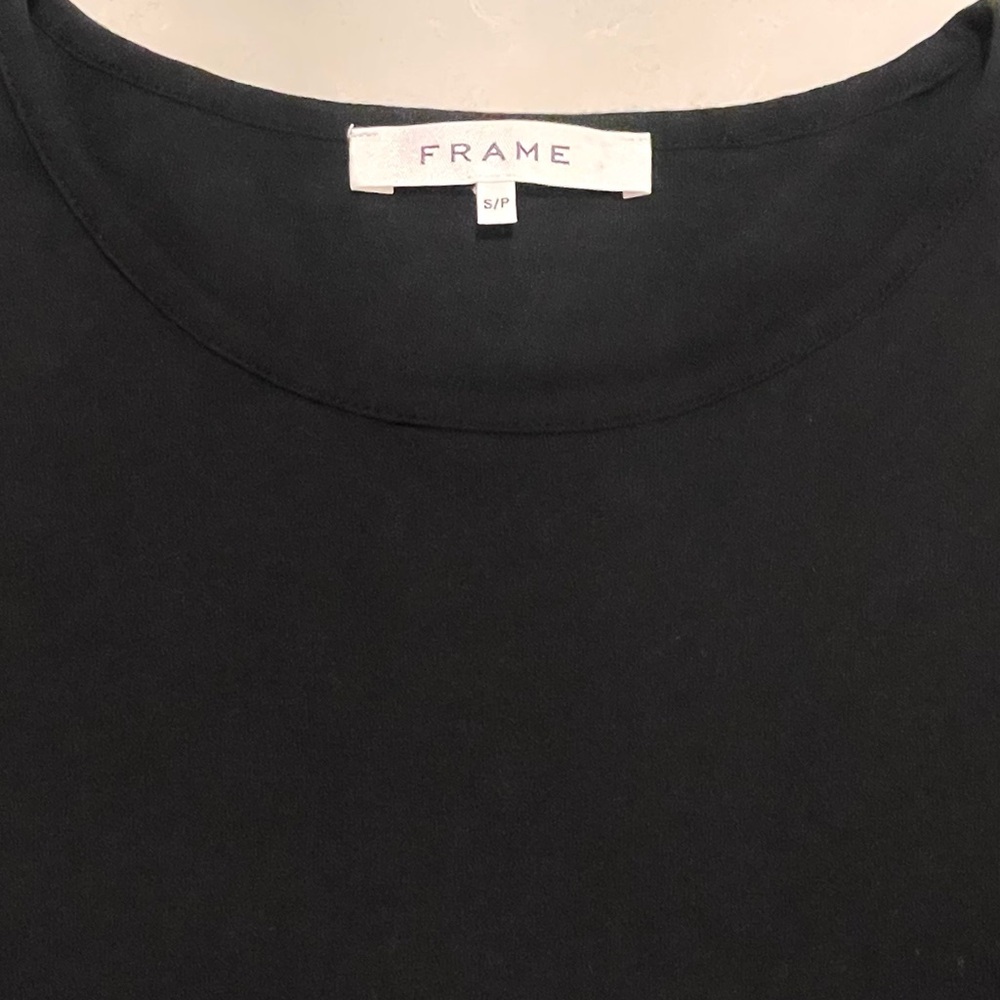 FRAME Designer Puffy Sleeves Short Jersey Dress in Jet Black Small